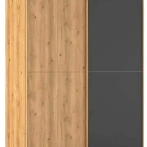rauch Schwebetürenschrank »Kleiderschrank Schrank Garderobe Schlafzimmerschrank SCALE-WOOD« edle geteilte Front in massiver Asteiche mit Glastüren MADE IN GERMANY Echt