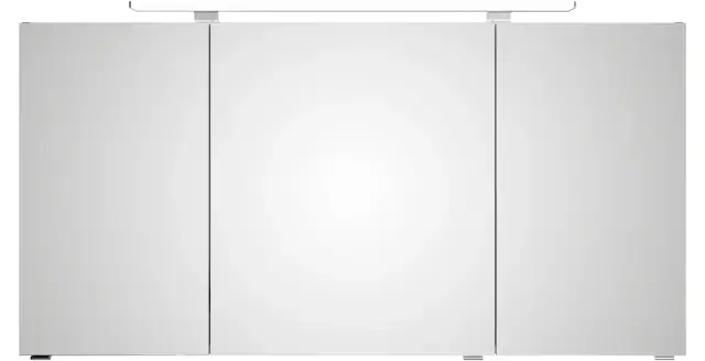 Finale Aktion Saphir Badezimmerspiegelschrank »Serie 4010 Badezimmer-Spiegelschrank inkl. LED-Aufsatzleuchte« Badschrank 140 cm breit, 3 Türen, 6 Glas-Einlegeböden, inkl Türdämpfer