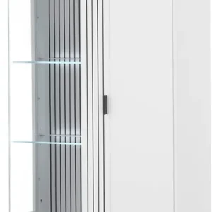 Online Kaufen Home affaire Vitrine »Hudson, Stauraumvitrine« in moderner Trendfarbe, Griffe aus Metall (Schwarz), Höhe 180 cm