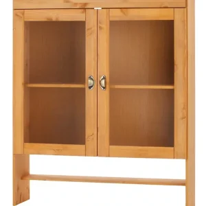 Home affaire Vitrinenaufsatz »Oslo« 100 cm breit, mit 2 Glastüren, aus massiver Kiefer, Metallgriffe Direkt Vom Hersteller