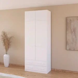 Geprüft rauch Drehtürenschrank »Prandon A« Set, 2 Stk. tlg. mit 2 Schubladen sowie Aufsatzelement, Metallgriffe in Weiß