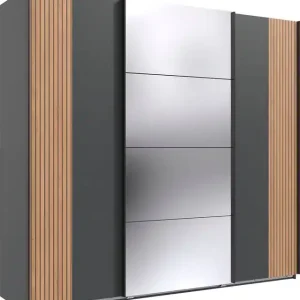 Wimex Schwebetürenschrank »Malaga« Kleiderschrank 3-türig mit Akustiklamellen-Optik und Spiegel Preiswert