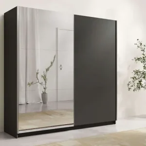 Neu Im Sortiment Home affaire Kleiderschrank »Kleiderschrank Fresno mit 5 Einlegeböden, Spiegel und Kleiderstange« Garderobe mit 2 Schwebetüren, B/H/T 200/207/62 cm