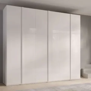 Garantierte Lieferung Home affaire Kleiderschrank »Kleiderschrank Malissa mit Regalen und Kleiderstangen« Garderobe mit 6 Hochglanz-Drehtüren, BxTxH 270x59x237 cm
