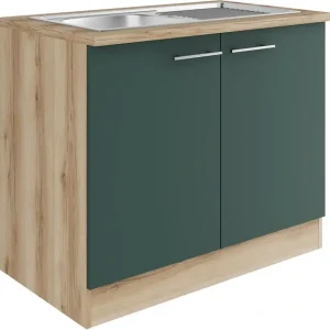 Markenware OPTIFIT Spülenschrank »Bella« Breite 100 cm, mit Edelstahl-Einbauspüle