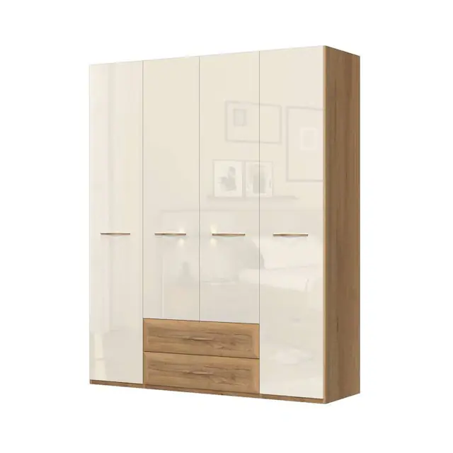 Direkt Vom Hersteller OTTO home Kleiderschrank »Gala, beige hochglänzend UV lackiert, kratzfest, FSC-zertifiziert« abgerundete Schubladen aus MDF im Holzdekor, soft-close,hoher Schrank (224cm), wahlweise in 4 Breiten, Made in Europe