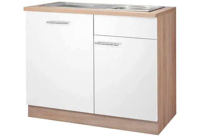 wiho Küchen Spülenschrank »Montana« 110 cm breit, inkl. Tür/Griff/Sockel für vollint. Geschirrspüler Neue Ware