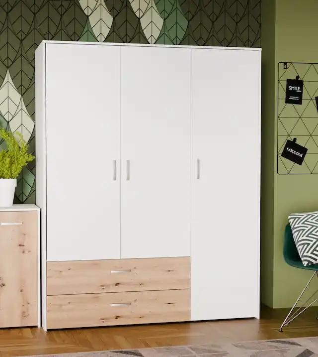 Super-Preis FORTE Kleiderschrank »Culgoa« Drehtürenschrank, Stauraum, 2 Schubkästen, variable Einlegeböden