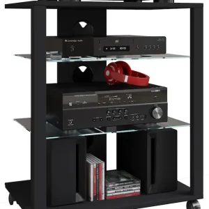 Bestseller VCM Wohnzimmertisch »Hifi Möbel Rack Glas Phono Mediaregal Folas Rollen« 1 Stk. tlg.