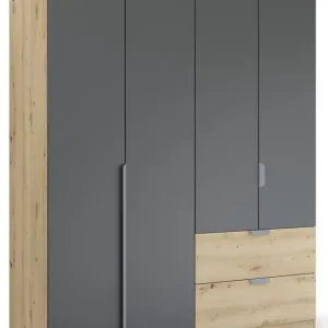 Schneller Versand rauch Drehtürenschrank »Dark&Wood by Quadra Spin« im Industrial Style mit Metallgriffstangen