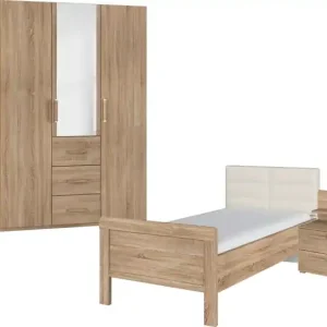 rauch Schlafzimmer-Set »Komplettschlafzimmer Schlafzimmer EVELYN« Set, inkl. SOFT-CLOSE-FUNKTION, 3 Stk. tlg. Schrank und Bett in 2 Breiten, Nachttisch mit Paneel MADE IN GERMANY Preiswert