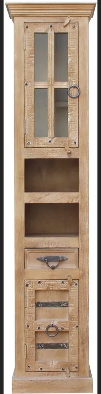 Angebot SIT Vitrine »Daipur mit Glastür und 1 Schubkasten. 2 offen Fächer« geschnitzte Verzierungen, Breite 44/Höhe 188 cm