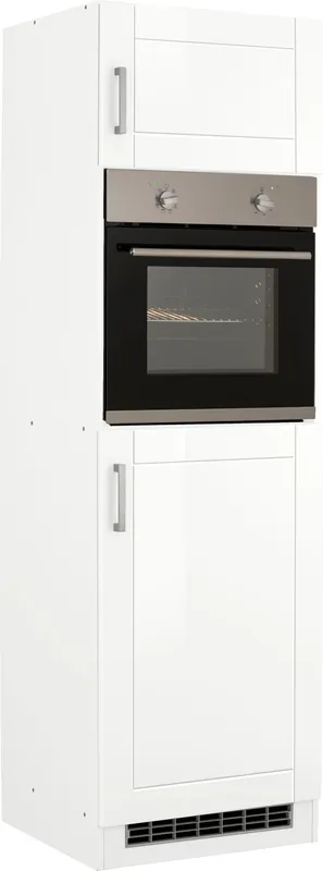 Neue Ware KOCHSTATION Backofen/Kühlumbauschrank »KS-Tinnum« 60 cm breit, 200 cm hoch, Metallgriffe, MDF Fronten, Nischenmaß 88 cm