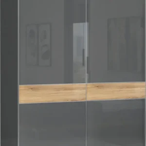 OTTO home Kleiderschrank »Onyx, Schwebetürenschrank inklusive Innenleben,FSC-zertifiziert« in 3 Breiten: 182, 230 oder 272cm,Höhe 224cm,UV lackiert, hochglänzend anthrazit, mit Soft-Close Funktion Knallerangebot