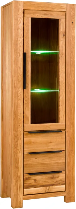 Home affaire Vitrine schwarze Griffe, Eiche teilmassiv, 3 Schubkasten mit Selbsteinzug Zertifiziert