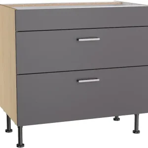 Kracherpreis KOCHSTATION Kochfeldumbauschrank »KS-Lucy« Breite 90 cm, mit 2 Auszügen, Soft-Close, höhenverstellbare Füße