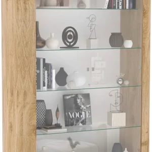 Home affaire Vitrine »Murano, Standvitrine H 200 cm, B 131 cm, 2 Türen, Vitrinenschrank« Formgebogenes MDF, Stirnseiten mit Rundung, Metallfüße, stilvoll Geprüft