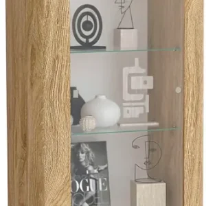 Home affaire Vitrine »Murano, Standvitrine H 200 cm, B 80 cm, 1 Tür, Vitrinenschrank« Formgebogenes MDF, Stirnseiten mit Rundung, Metallfüße, stilvoll Super-Preis