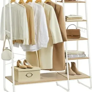 Schnäppchen SONGMICS Kleiderständer in Weiß/ Beige - (B)120 x (H)160 x (T)45 cm günstig kaufen | limango