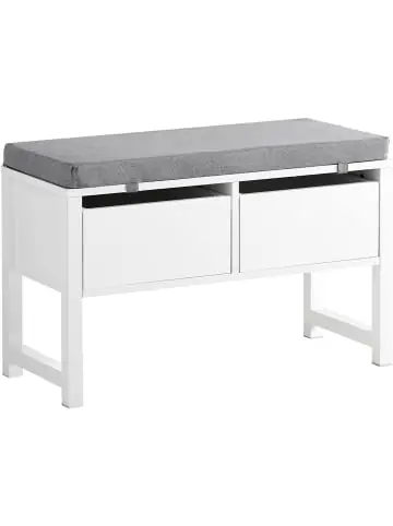 Markenprodukt SoBuy Sitzbank in Weiß und Hellgrau - (B)72 x (H)46 x (T)30cm günstig kaufen | limango