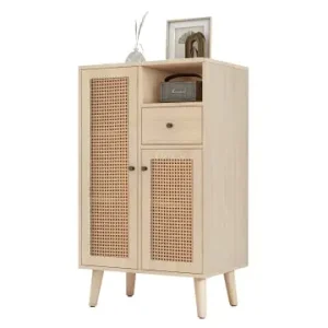 ABRIHOME Sideboard in Natur mit Rattantüren 60x40x101 cm und Massivholzbeinen günstig kaufen | limango Neu Im Sortiment