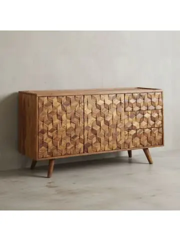 Online Kaufen KADIMA DESIGN Massivholz-Sideboard in Sheesham, Türen & Schubladen, 138x76x45 cm günstig kaufen | limango
