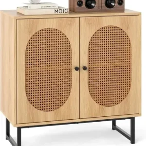 COSTWAY Sideboard mit 2 Rattantüren in Hellbraun günstig kaufen | limango Geprüft