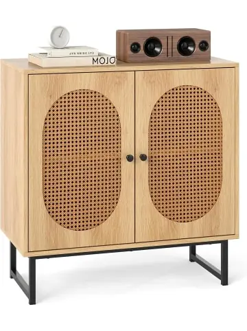 COSTWAY Sideboard mit 2 Rattantüren in Hellbraun günstig kaufen | limango Geprüft