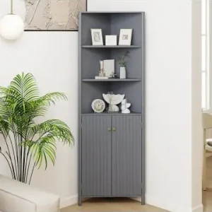 Preis Gesenkt COSTWAY Küchenschrank schmal Eckschrank 172,5 cm hoch in Grau günstig kaufen | limango