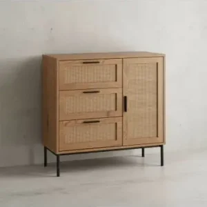 Super-Preis KADIMA DESIGN Kommode 80x82x36 cm Flurkommode Eiche-Dekor & Rattan, Sideboard mit günstig kaufen | limango