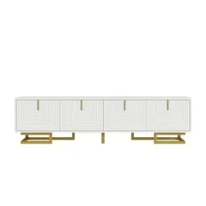 Expressversand ABRIHOME TV Schrank mit strukturierten Türen goldene Griffe und Beine günstig kaufen | limango