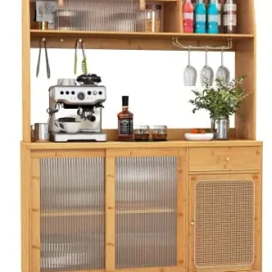 COSTWAY Buffetschrank Bambus in Hellbraun günstig kaufen | limango Neu Im Sortiment