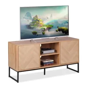 relaxdays TV Lowboard in Hellbraun/ Schwarz - (B)120 x (H)60 x (T)38 cm günstig kaufen | limango Zertifiziert