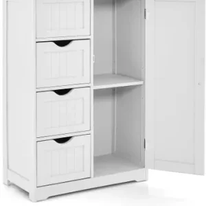 Preisreduziert COSTWAY Badezimmerschrank mit 4 Schubladen in Weiß günstig kaufen | limango