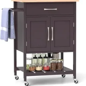 Direkt Vom Hersteller COSTWAY Küchenwagen mit Arbeitsplatte in Braun günstig kaufen | limango