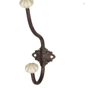 Direktkauf Ambiente Haus Haken mit Keramik - weiss 23cm in antikbraun - weiss günstig kaufen | limango