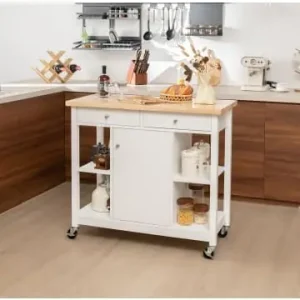 Neuheit COSTWAY Küchenwagen mit Rollen 99x46x90cm in Weiß günstig kaufen | limango