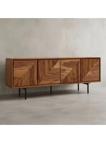 Sonderaktion KADIMA DESIGN Lowboard Massivholz 140x54x33 cm TV-Kommode mit vier Türen, günstig kaufen | limango