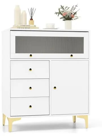 Kostenfreie Lieferung COSTWAY Kommode mit 3 Schubladen 80 x 40 x 96 cm in Weiß günstig kaufen | limango