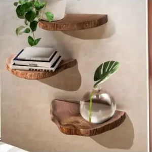 Begrenztes Angebot KADIMA DESIGN Wandregal 3er Set Vollholz Hängeregal Baumscheibe, Natur günstig kaufen | limango