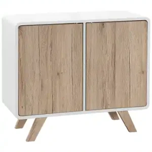 Beliani Sideboard MILO in Weiß/Braun - (W) 90 x (H) 76 x (L) 40 cm günstig kaufen | limango Bestpreis