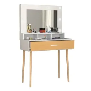 VCMSchminktisch Beleuchtung Schublade Spiegel Lindas in Weiß / Honig-Eiche günstig kaufen | limango Sonderaktion