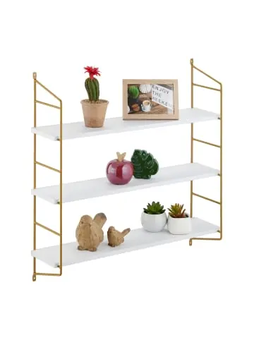 relaxdays Wandregal in Weiß/ Gold - (B)60 x (H)60 x (T)15 cm günstig kaufen | limango Begrenztes Angebot