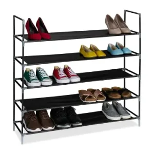 Markenware relaxdays Schuhregal in Schwarz/ Transparent - (B)100 x (H)91 x (T)28 cm günstig kaufen | limango