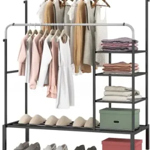 Jetzt Bestellen COSTWAY Kleiderständer mit Schuhregal auf Rollen 170cm in Silber günstig kaufen | limango