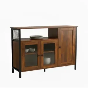 relaxdays Küchenschrank in Dunkelbraun/ Schwarz - (B)110 x (H)75 x (T)33 cm günstig kaufen | limango Sonderangebot