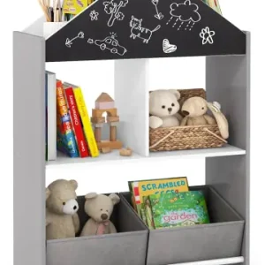 Heißes Angebot COSTWAY Bücherregal Kinder mit Whiteboard & Tafel 2-in-1 in Grau günstig kaufen | limango