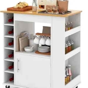 COSTWAY Küchenwagen mit Gewürzregalen Weinregal in Weiß günstig kaufen | limango Saisonangebot