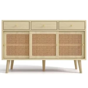 Angebot ABRIHOME Sideboard in Eiche mit Rattanfront und 3 Schubladen 120x40 cm günstig kaufen | limango