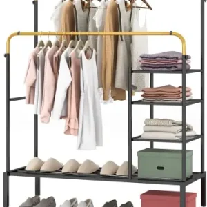 COSTWAY Kleiderständer mit Schuhregal auf Rollen 170cm in Gold günstig kaufen | limango Schnäppchen